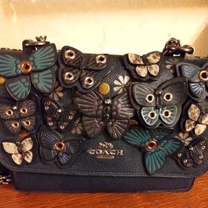 Coach purse navy blue with butterfly